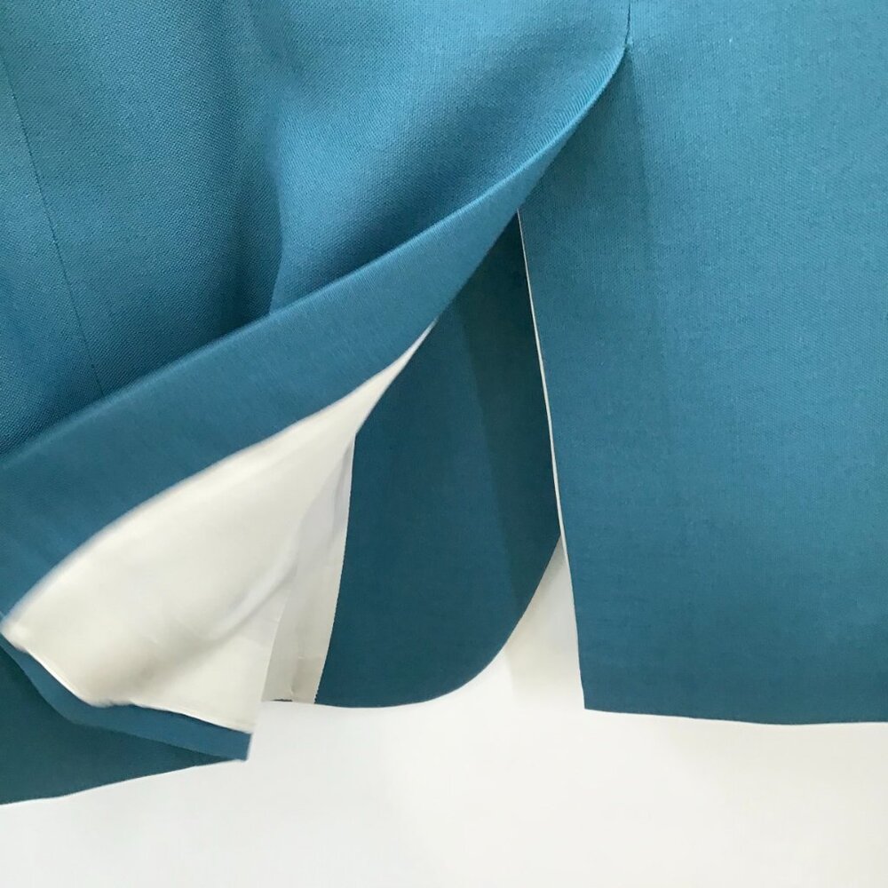 Vintage 46L Men's Teal Blue Blazer Jacket Vented Single Breasted Fully Lined - Picture 11 of 13